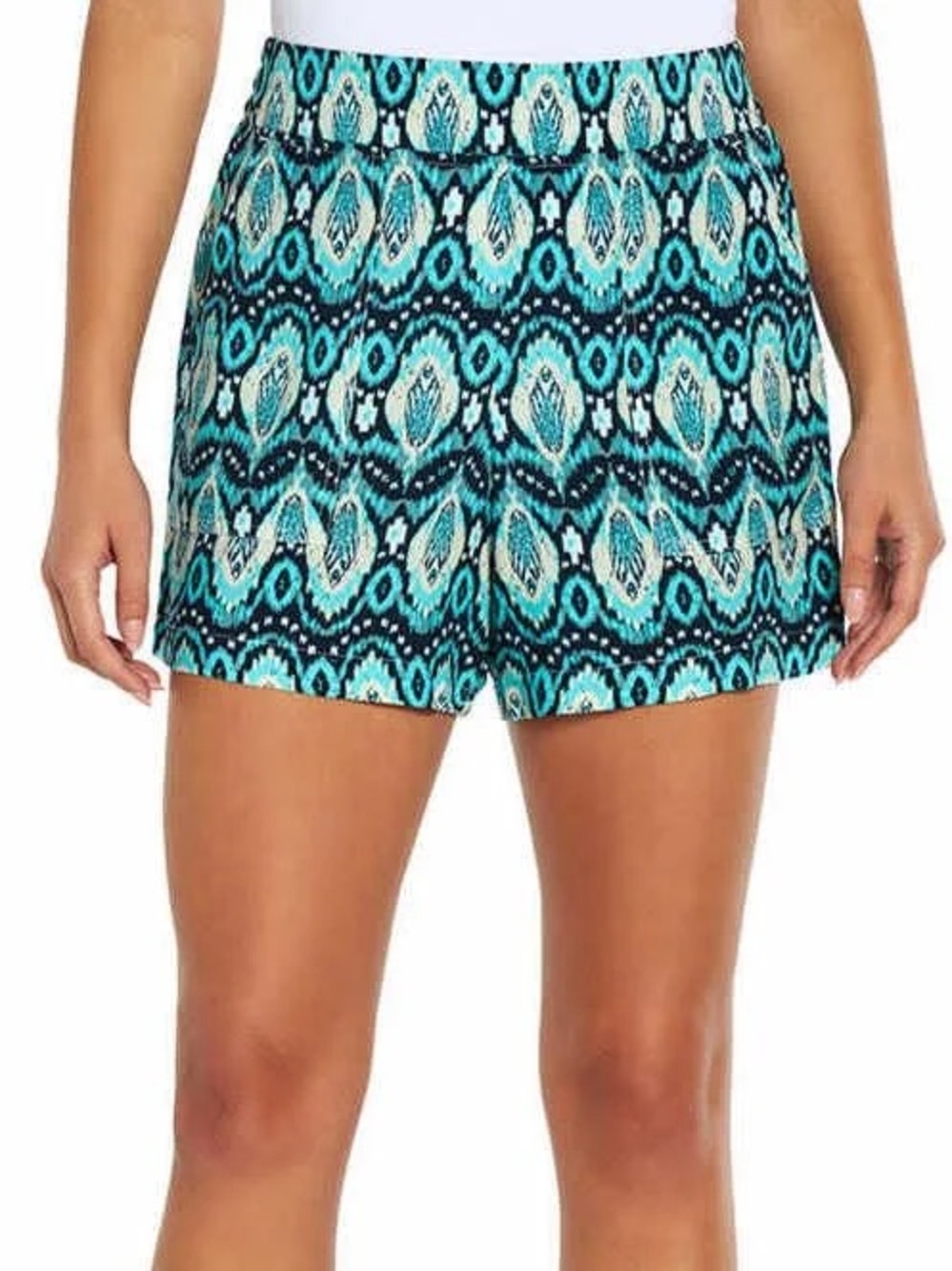 Wild Fox Teal Peacock Pull On Pockets Light Casual Chino Womens Shorts Size XL